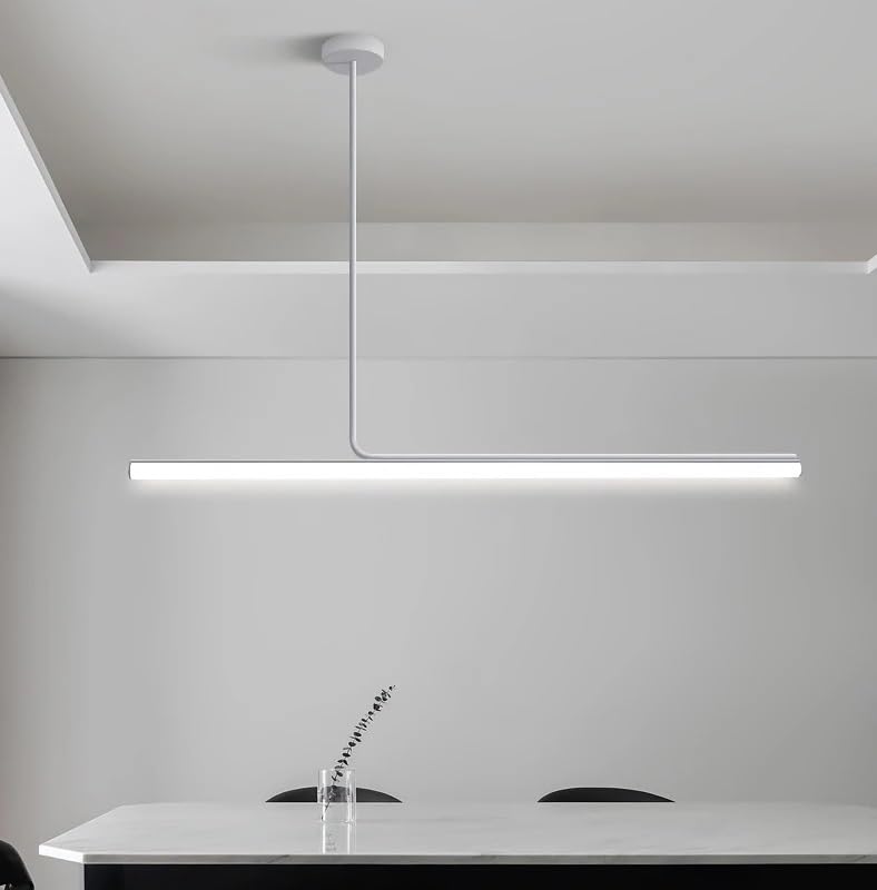 Genérico Lámpara Led de tubo moderno largo, regulable, color negro, for mesa, comedor, cocina, accesorios, luces colgantes, accesorio decoración minimalista,Luz colgante(Neutral Light,White L120cm)