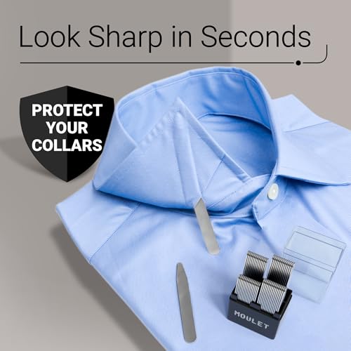 image for Moulet 56 Metal Collar Stays for Men's Dress Shirts – Premium Stainl