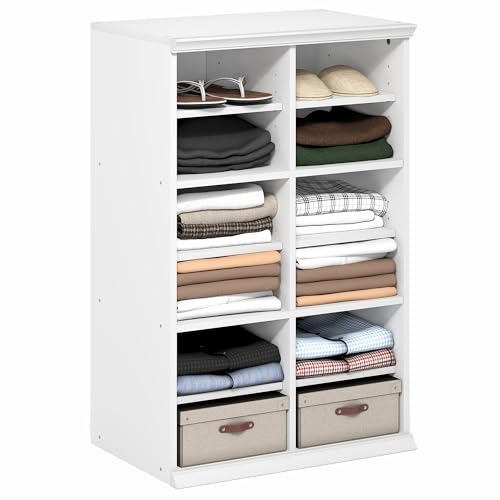 Image of Furinno FANO Closet Organizers and Storage, 12-Cube Closet Organizer with Adjustable Shelves, Stackable Open Shelf Closet Shelves, 15.9 x 23.6 x 36.2 for Wardrobe, Bedroom, Living Room, White