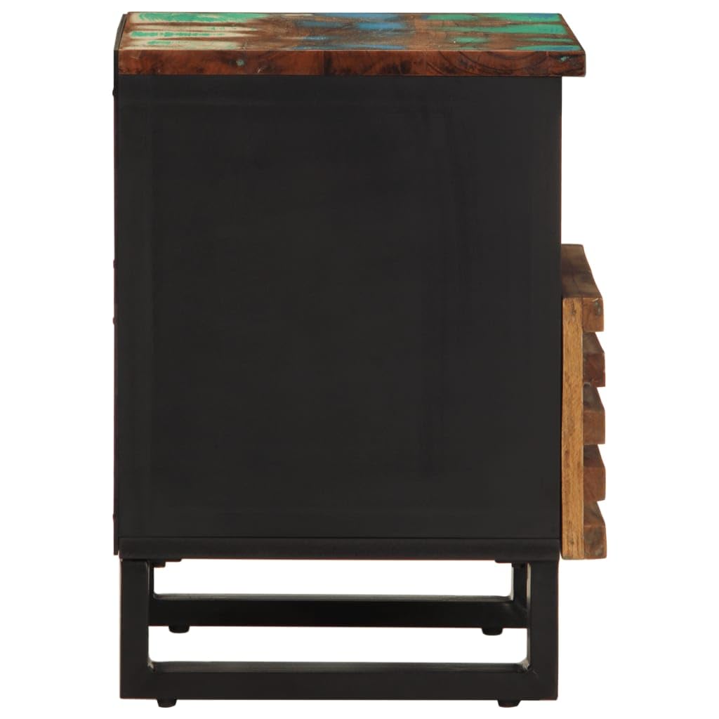 Lot de 2 tables de chevet en bois massif vieilli - 40 x 34 x 46 cm