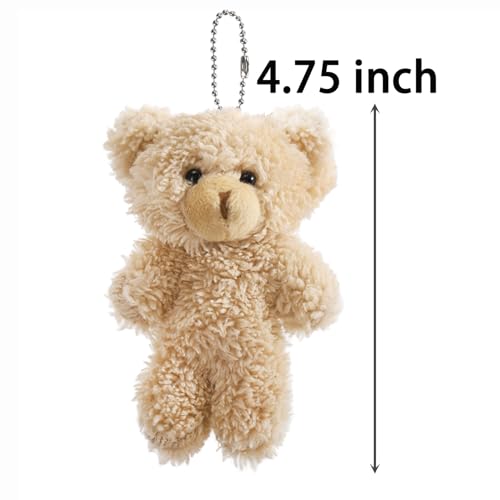 TOPZEA 20 Pack Mini Stuffed Plush Bears, 4.7 Inch Small White & Brown Soft Bear Tiny Keychain Animal Ornament Bulk for Birthday, Valentine's Day, Graduation Gift, Party Favor, DIY Crafts