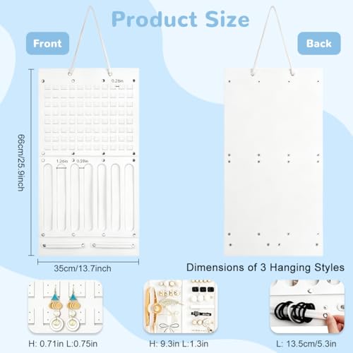 Image of HASTHIP Felt Hanging Earrings Organizer Hair Bows Clips Hair Accessory Organiser, Multifunction Jewelry Display Rack with Earring Holder Panel, Necklace Hooks and Sunglass Slots for Door Wall Closet