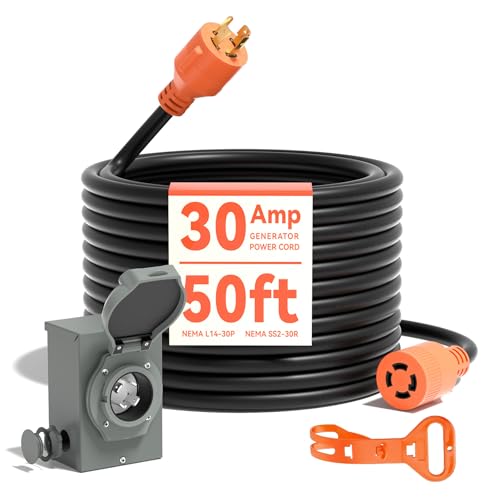 30 Amp Generator Cord & Inlet Box Combo Kit