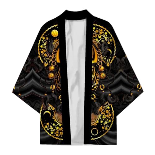 AMOMA Unisex Lightweight Open Front Breathable Harajuku Japanese Kimono Cardigan Yukata