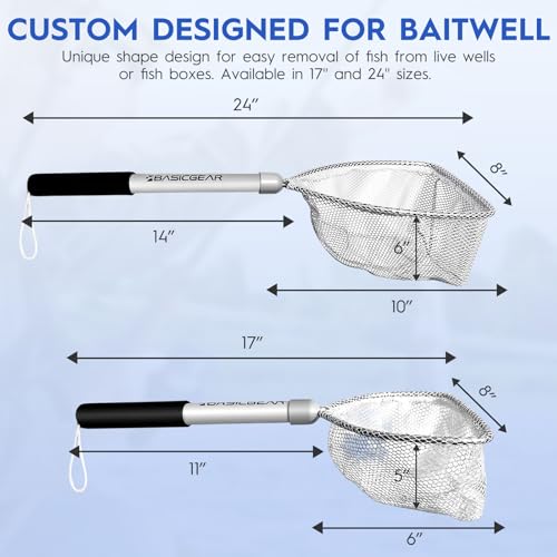 BasicGear Baitwell Landing Net Set, 8x6 in and 8x10 in Hoops - image 3