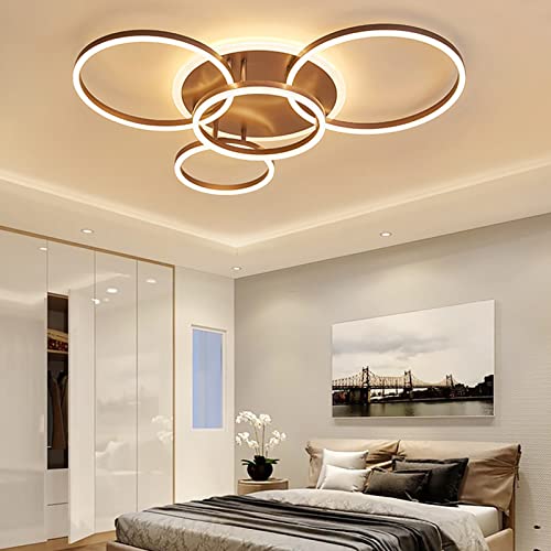 Plafonnier LED dimmable marron 5 têtes avec télécommande pour salon