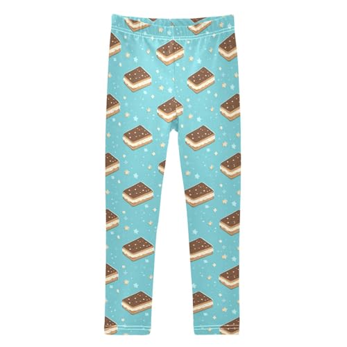 Girls Leggings Soft Toddler Ankle Length Bottoms Ice Cream Sandwich Kids Dance Yoga Pants 4-10 Years
