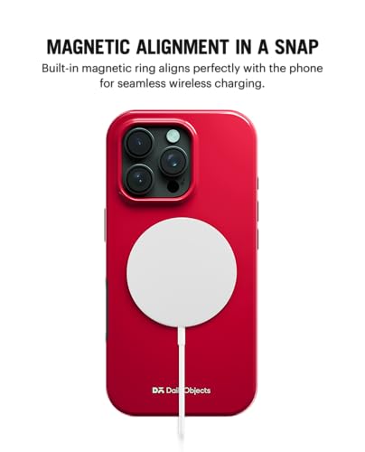 Image of DailyObjects Polycarbonate Enamel Bumper Magsafe Case For iPhone 16 Pro Compatible With Mag-Safe Wireless Charging | Red Hybrid Magnetic Back Cover