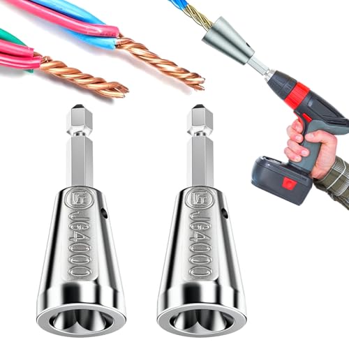 Wire Twister Tool for Drill, 2026 Upgrades Wire Nut Twister for Drill Profession Electricians Tool, 6MM Hex Shank Cable Wire Twisting Tool Wire Twister Wire Connector for 9-22 AWG (2pcs)