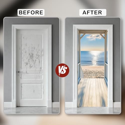Image of Nuxovilar Beach Porch Door Stickers Peel Stick PVC 30.3x78.7 Inches
