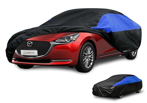 Image of GUNHYI Mazda Car Cover Custom Fit Mazda 2 Sedan Waterproof All Weather, Lightweight Full Car Cover Outdoor Sun UV Rain Dust Snow Wind Protection.