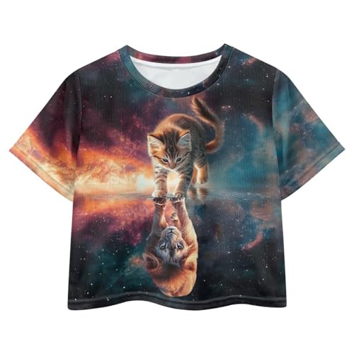 Image of Kids T Shirt Short Sleeve Crop Tops for Girls Summer Clothes Pullover Tees Shirt 5-14