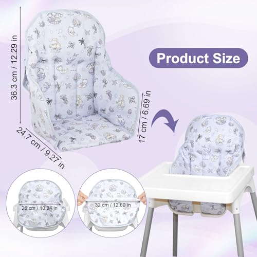 Image of For IKEA High Chair Cushion, With High Chair Handy Pocket Pouch (Animal) | For Antilop Cushion, For IKEA Antilop Highchair, Cotton Soft, Baby Sitting More Comfortable