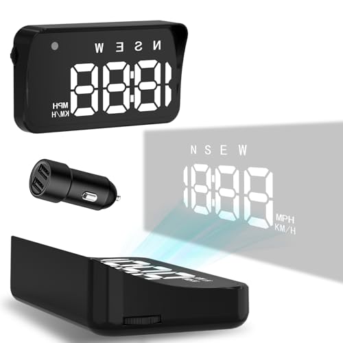 Heads up Display for Cars Windshield, Car HUD Display, Plug & Play USB, MPH/KMH Switch, Speed Calibration, Adjustable Brightness, Overspeed Alert, Large Font Display