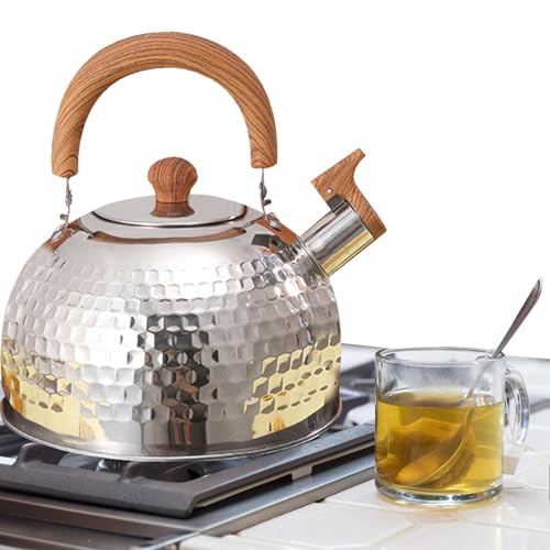 silbante – de agua caliente con silbato fuerte, hervidor de agua de 2 litros para café, estufa silbante, acero inoxidable, agua caliente rápida para hervir, para té, café