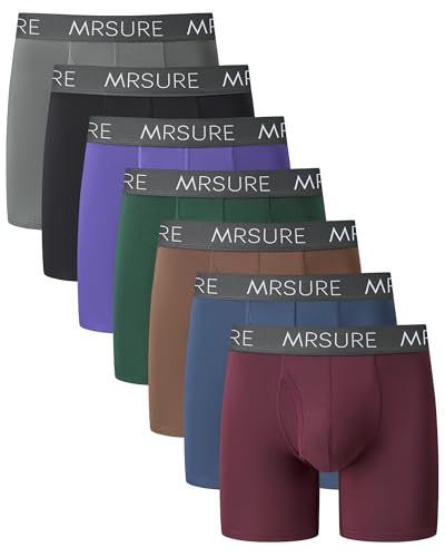 MrSure Men's Underwear Boxer Briefs Multipack with Breathable Moisture-Wicking Comfort and Assorted Colors (7 Pack)