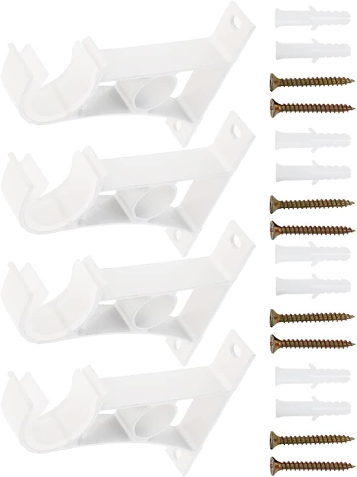 curtain rod bracket,Curtain Rod Holder, 4Pcs 110 X 80 X 20mm Single Plastic Buckle Curtain Rod Bracket Heavy Duty Curtain Rod Holder for 25-30mm Dia Drapery Rod Aluminum Alloy Ivory White ( Color : Pa