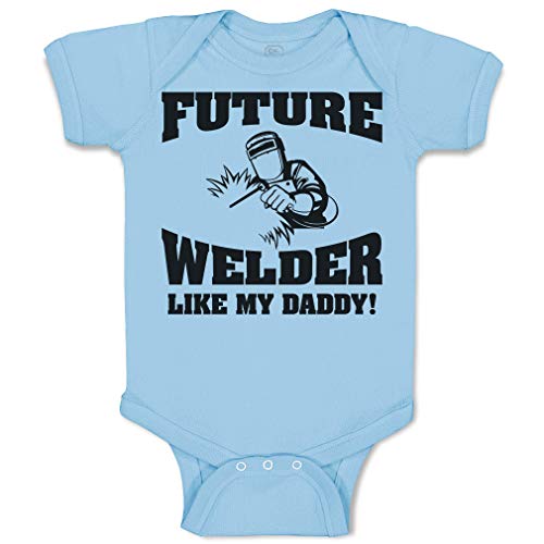 Image of Cute Rascals Baby Bodysuit Future Welder like My Daddy Boy & Girl Baby Clothes Funny Cotton Light Blue Design Only 6 Months