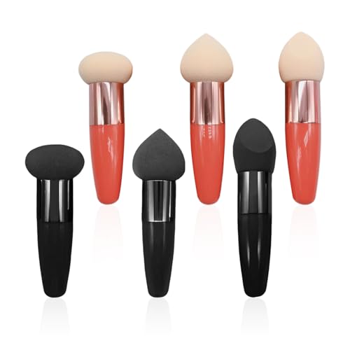 6 Piezas De Maquillaje De Esponja, Bocanada De Esponja Con Mango, Hojaldre Suave Creativo, Juego De Bocadillo De Conveniencia De Viaje, Mini Herramienta De Belleza