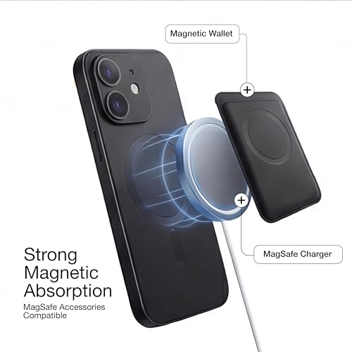 Image of amazon basics Premium Mag-Safe Case for iPhone 12 | Shockproof & Anti-Scratch Cover | Soft Silicone with Wireless Charging | Camera Lens Guard - Black