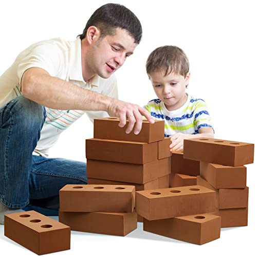 Deekin 30 Pack Foam Brick Building Blocks For Kids Thick Cinder Blocks Foam Blocks Large Fake Brick Foam Construction Blocks Toy Stacking Block For Stacking And Construction, 8 X 4 X 2.4 Inch #TOP5
