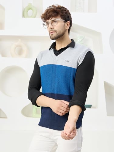 Image of Kvetoo V Neck Sleeveless Winter Wool Sweater for Men