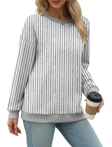 Image of Saloogoe Sweatshirts for Women Crewneck Long Sleeve Loose Fit Tops Color Block Ribbed Trim Fashion 2025
