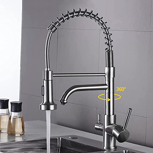 Filtre à eau et robinet de cuisine extensible trois voies