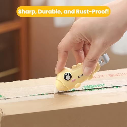 Image of 2-in-1 Ceramic Box Cutter & Bottle Opener, Mini, Cute, Box Opener, Built-In Magnetic, Small Box Cutter, safety Package Opener with Protective Cover for Packages, Letters, Office, Home