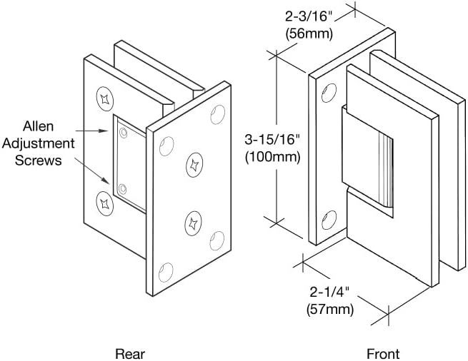 CRL Satin Brass Vienna 337 Series Adjustable Wall Mount Full Back Plate Hinge