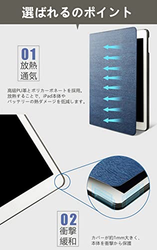 OasisCiel iPad 第9世代 第8世代 第7世代 ケース 10.2インチ 木目 手帳型 ipad 10.2 ipad9 ipad8 ipad7 ipadカバー 薄型 タブレット カバー ケース A2602 A2603 A2604 A2605 A2270 A2428 A2429 A2430 A2200 A2197 A2198(iPad (第7/8/9世代) 10.2inch, ブルー)