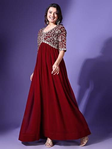 Image of Fashion Basket Georgette Embroidered Anarkali Dress for Women