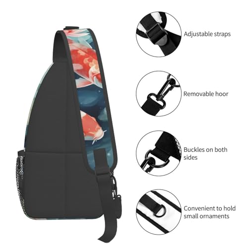 Bolso tipo sling con patrón de carpa para mujer y hombre miniatura 4