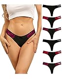 COMSOFT Baumwolle Unterwäsche Frauen Damen Tanga Saiten T Back Höschen Niedrige Taille Slips 6er Pack (Riemen C, Medium)