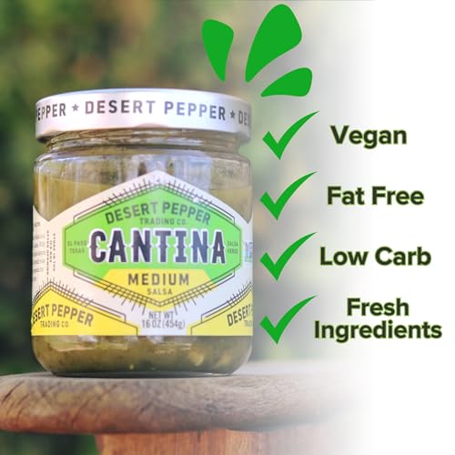 Desert Pepper Trading Company Cantina Salsa, Medium Green, With Green Chiles, Jalapenos, Cilantro, Garlic 16-Ounce (1-Pack) - image 2