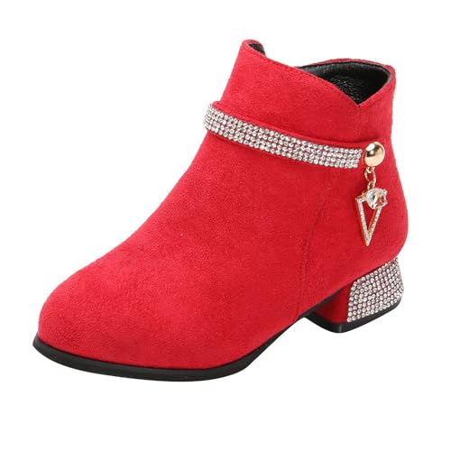 Kids Girls Low Heel Ankle Boots Side Zipper Slip On Dress Shoes Fall Winter Outdoor Casual Booties School Shoes