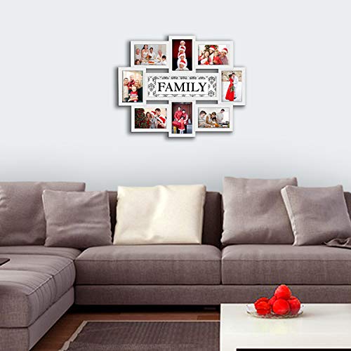 Jerry & Maggie - Photo Frame 22x17 White Family Picture Frame Selfie Gallery Collage Wall Hanging for 6x4 Photo - 8 Photo Sockets - Wall Mounting Design