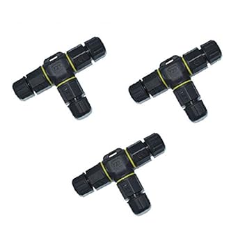 Set of 3 NUZAMAS 3 Ways 3 Pin Waterproof Connector Outdoor Junction Box IP68 Electrical Connectors for 4.5mm-10mm Cable, Outdoor Lighting, Christmas, Street Light, Led Lamp, Solar Supplies