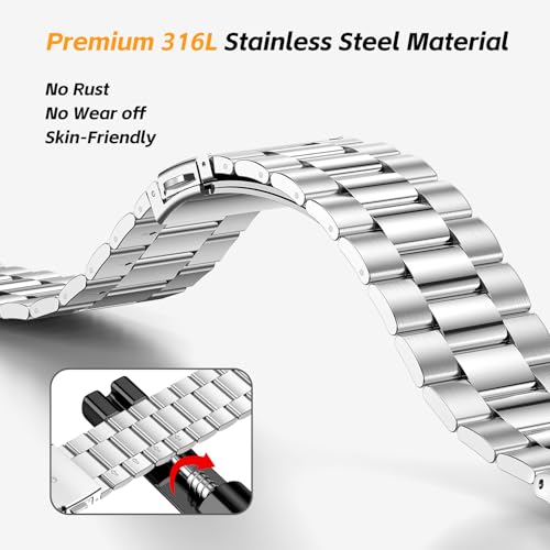 Image of Suplink Stainless Steel Metal Band Compatible with Apple Watch 45m 44mm 42mm 41mm 40mm 38mm, Metal Replacement Strap for iWatch Bands Series 8 7 6 5 4 3 2 1 SE