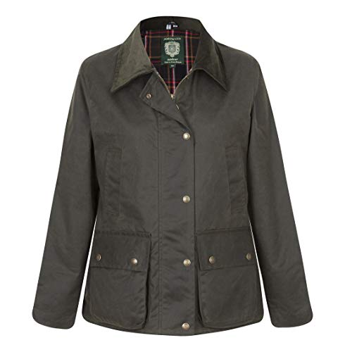 Portmann Ladies Belmont Wax Jacket (16 (XL), Olive)