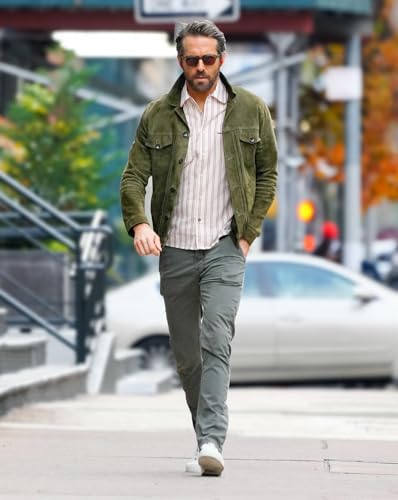Ryan Reynolds Trendy Handmade Green Stylish Suede Leather Trucker Jacket for Men Premium and Durable Quality4