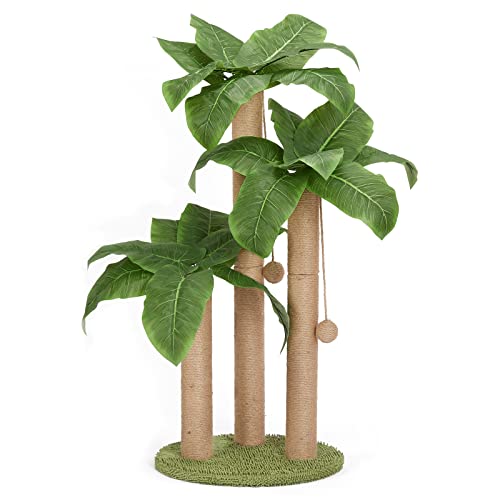 Lemonda 31.5Inch Cat Scratching Post,Cat Scratcher With 3 Scratching Poles & Dangling Ball For For Indoor Outdoor Kitten & Adult Cat Use #TOP1