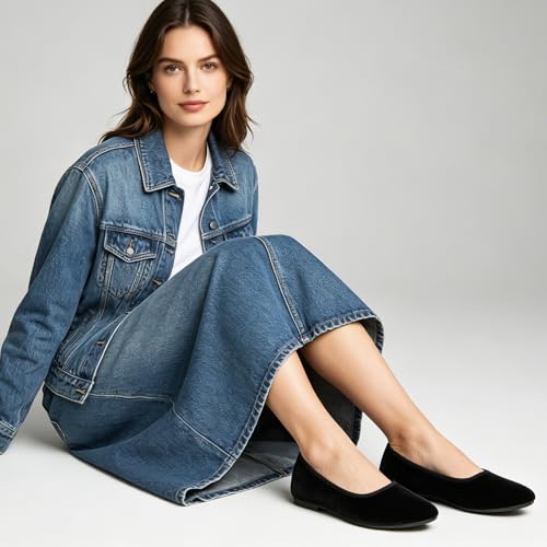 Image of Women's Velvet Ballet Flats Slip On Dress Shoes