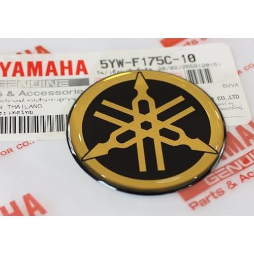 Yamaha Pegatina original con emblema 3D autoadhesivo para moto, scooter, ATV, moto acuática (negro/dorado, 40 mm)