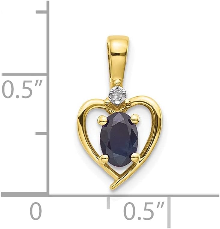 Diamond2Deal 10K Yellow Gold Diamond and Blue Sapphire Heart Pendant for Mom