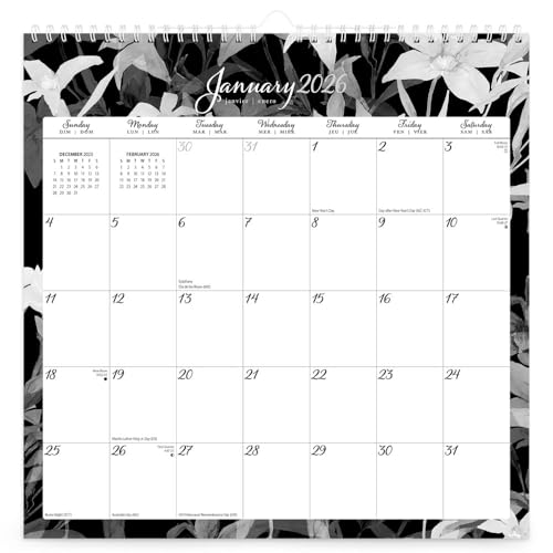Pen & Ink | 2026 12 x 12 Inch (Hanging) Monthly Square Wire-O Calendar | Sticker Sheet | BrownTrout | Stationery Planning
