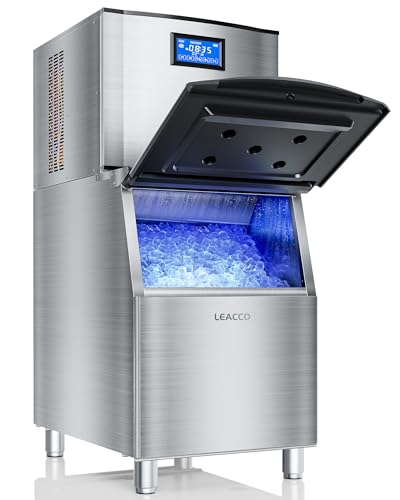 Commercial Ice Maker Machine 680LBS/24H, 1200W Industrial Ice Machine with 560LBS Stainless Steel Storage Bin, Air Cooled Modular Ice Cube Machine (Silver)