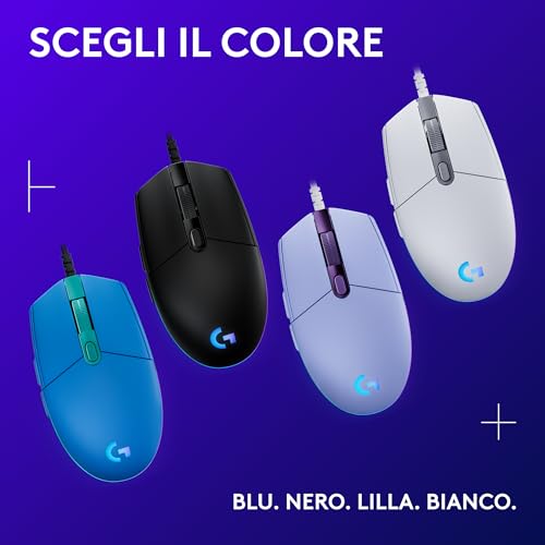 G203 LIGHTSYNC Mouse Gaming con Illuminazione RGB, Personalizzabile, 6 Pulsanti Programmabili, Sensore per Gaming, Tracciamento a 8000 DPI, Peso Ridotto - Lilla - Mouse gaming - Immagine 8
