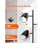 addlon Tree Floor Lamp with 3 Adjustable Rotating Lights and Matching LED Bulbs, Standing Tall Pole Lamps for Living Room, Bedroom, Home, Office - Black - Image 2
