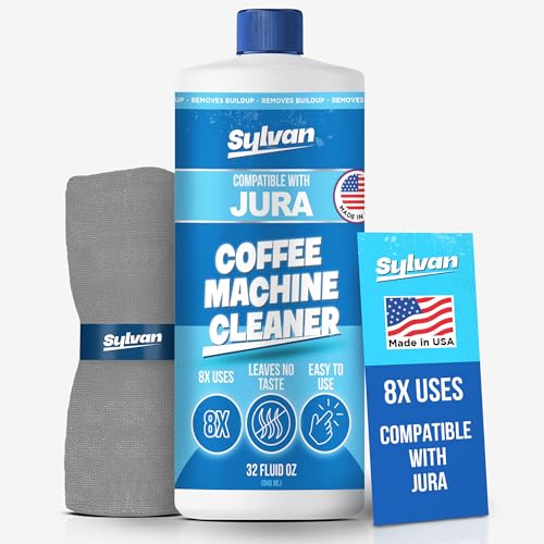 Jura Compatible Descaling Solution | Free Cleaning Cloth | 12 Month Supply | Made in the USA | Descaler for all Jura Machines | 32 Oz | Coffee Machine Cleaner for Coffee Makers | Descales and Cleans